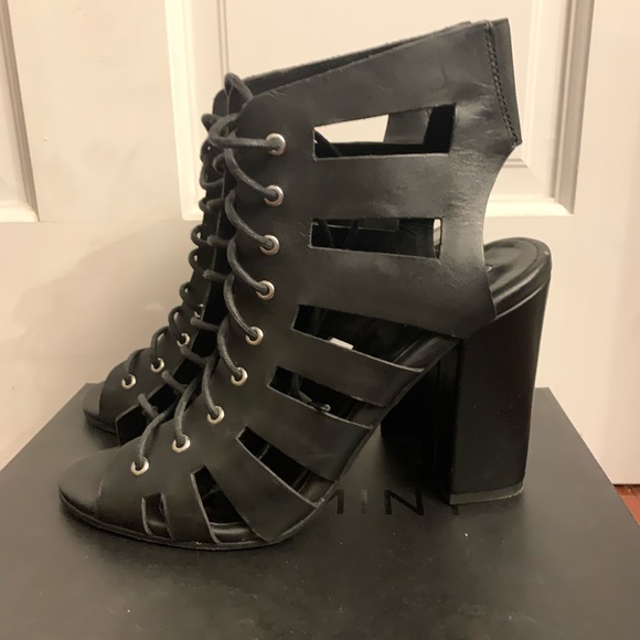 Shoemint Black Lace Up Block Heeled Sandals - Picture 3 of 6